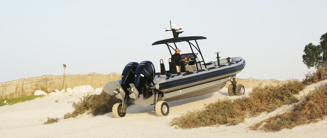 9.8m amphibious boat driving on land